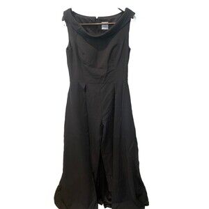 Lan Ting Mother of the Bride Pant Suit with attached Maxi Skirt Sz 14 NWT Black